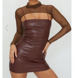 Brown Leather Pretty Little Thing 2 Piece Dress